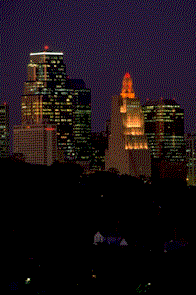 City and reflection pool